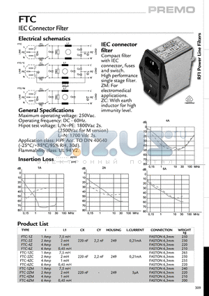 FTC-1ZM datasheet - IEC Connector Filter