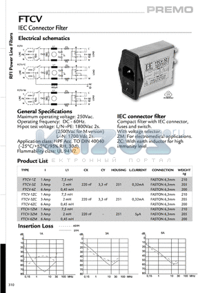 FTCV-6Z datasheet - IEC Connector Filter