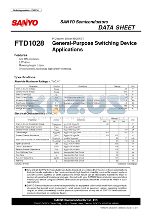 FTD1028 datasheet - P-Channel Silicon MOSFET General-Purpose Switching Device