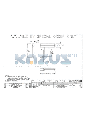 FTH-12-01 datasheet - FTH-12-01 - AVAILABLE BY SPECIAL ORDER ONLY