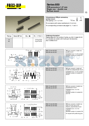 852-90-016-30-001 datasheet - PCB connectors 1.27 mm Single row / double row Surface mount