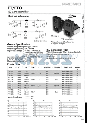 FTO-6Z datasheet - IEC Connector Filter