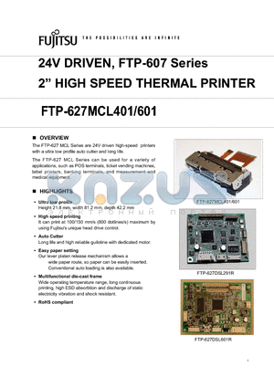 FTP-627MCL401 datasheet - 2 high speed thermal p rinter