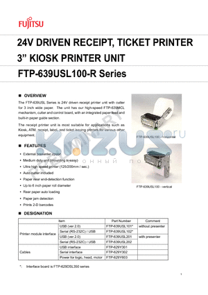 FTP-629Y301 datasheet - 24V driven receipt, ticket printer 3 KIOSK printer unit