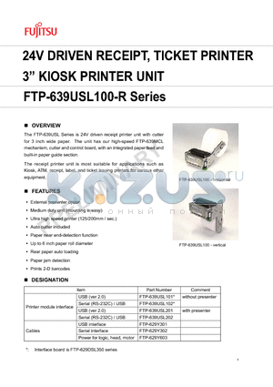 FTP-639USL102 datasheet - 24V driven receipt, ticket printer 3 KIOSK printer unit