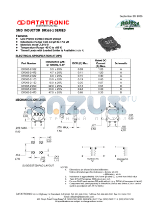 DR365-2-332 datasheet - SMD INDUCTOR