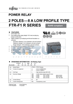 FTR-F1CL060RRG datasheet - FTR-F1 R SERIES 2 POLES-8 A LOW PROFILE TYPE