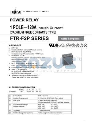 FTR-F2PL009T datasheet - 1 POLE-120A Inrush Current (CADMIUM FREE CONTACTS TYPE)