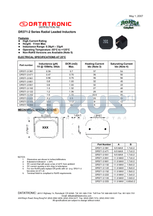 DR371-2-103 datasheet - Radial Leaded Inductors