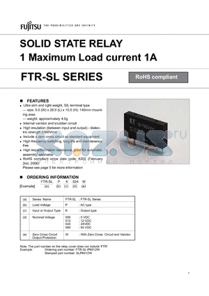 FTR-SLPK024W datasheet - SOLID STATE RELAY 1 Maximum Load current 1A