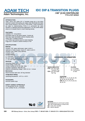 FTR16T datasheet - IDC DIP & TRANSITION PLUGS .100 [2.54] CENTERLINE