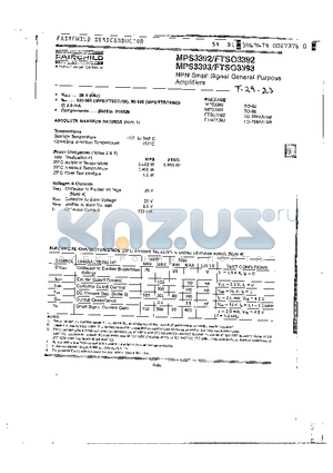 FTSO3392 datasheet - NPN Small Signal General Purpose Amplifiers