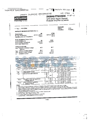 FTSO3946 datasheet - NPN Small Signal General Purpose Amplifier & Switch