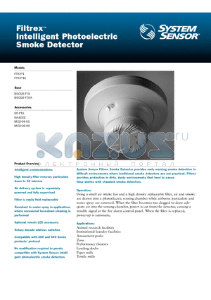 FTX-P1 datasheet - Intelligent Photoelectric Smoke Detector