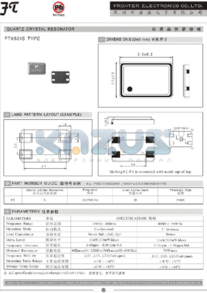 FTX631S datasheet - QUARTZ CRYSTAL RESONATOR