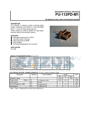 FU-112PD-M1 datasheet - PD MODULE FOR LONG WAVELENGTH BAND