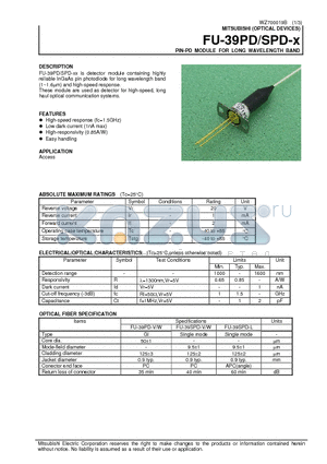 FU-39PD_1 datasheet - PIN-PD MODULE FOR LONG WAVELENGTH BAND