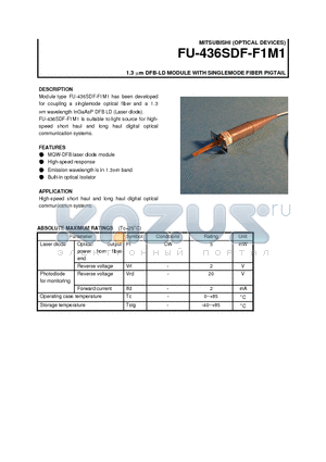 FU-436SDF-F1M1 datasheet - 1.3 um DFB-LD MODULE WITH SINGLEMODE FIBER PIGTAIL