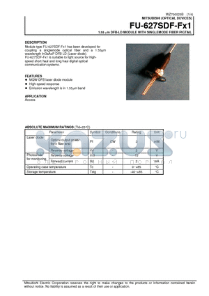 FU-627SDF-FV1 datasheet - 1.55 um DFB-LD MODULE WITH SINGLEMODE FIBER PIGTAIL