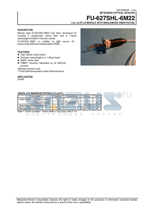 FU-627SHL-6M22 datasheet - 1.55 um FP-LD MODULE WITH SINGLEMODE FIBER PIGTAIL