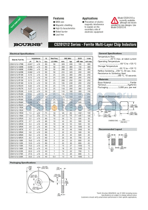 CS201212-120K datasheet - Ferrite Multi-Layer Chip Inductors