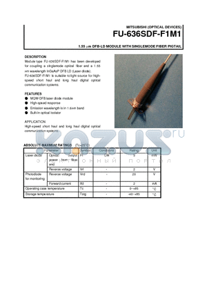 FU-636SDF-F1M1 datasheet - 1.55 um DFB-LD MODULE WITH SINGLEMODE FIBER PIGTAIL