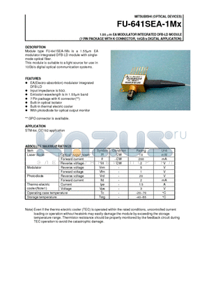 FU-641SEA-1MX datasheet - 1.55 um EA MODULATOR INTEGRATED DFB-LD MODULE (7 PIN PACKAGE WITH K CONNECTOR, 10GB/s DIGITAL APPLICATION)