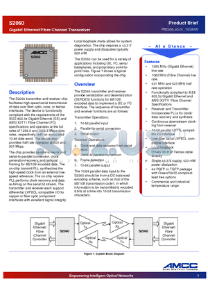CS2060 datasheet - Gigabit Ethernet/Fibre Channel Transceiver