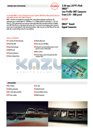 85349-0021 datasheet - Low Profi le SMT Connector Front I/O - EMI proof