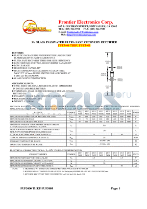 FUF5401 datasheet - 3A GLASS PASSIVATED ULTRA FAST RECOVERY RECTIFIER