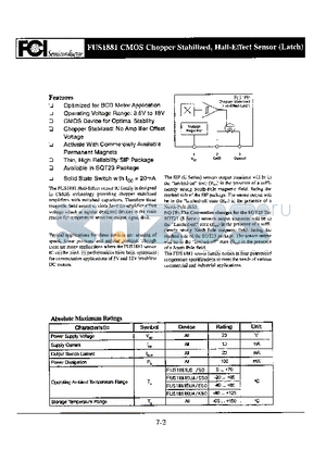 FUS1881 datasheet - CMOS CHOPPER STABILIZED HALL EFFECT SENSOR