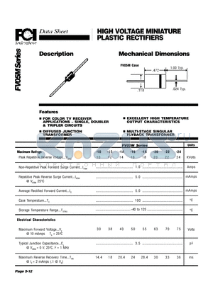 FV05M datasheet - HIGH VOLTAGE MINIATURE PLASTIC RECTIFIERS