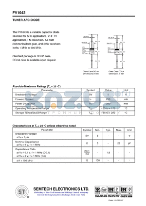 FV1043 datasheet - TUNER AFC DIODE