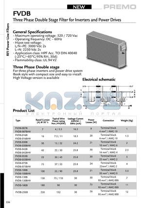 FVDB-030BHV datasheet - Thrre Phase Double Stage Filter for Inverters and Power Drives