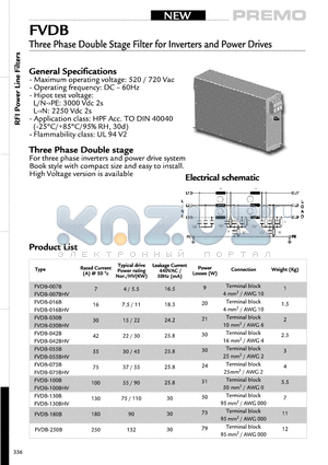 FVDB-055BHV datasheet - Thrre Phase Double Stage Filter for Inverters and Power Drives