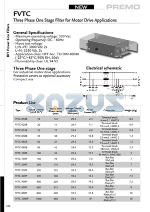 FVTC-010B datasheet - Three Phase One Stage Filter for Motor Drive Applications