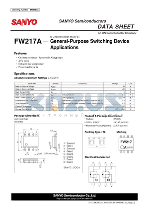 FW217A datasheet - N-Channel Silicon MOSFET General-Purpose Switching Device Applications