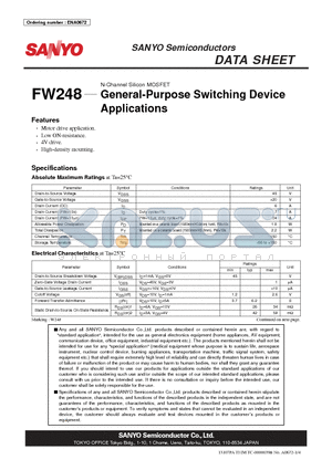 FW248 datasheet - N-Channel Silicon MOSFET General-Purpose Switching Device
