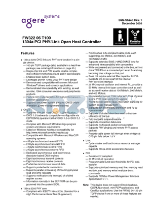 FW32206T100 datasheet - 1394a PCI PHY/Link Open Host Controller