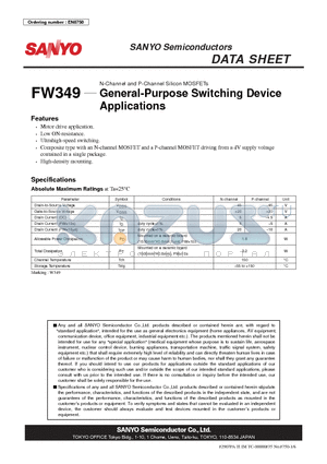 FW349 datasheet - N-Channel and P-Channel Silicon MOSFETs General-Purpose Switching Device