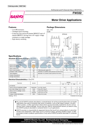 FW332 datasheet - N-Channel and P-Channel Silicon MOSFETs Motor Driver Applications