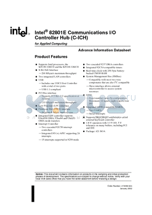 FW82801E datasheet - Intel 82801E Communications I/O Controller Hub (C-ICH)
