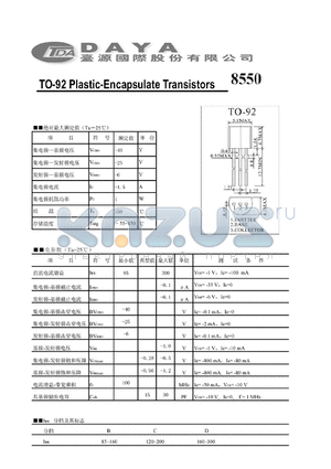 8550 datasheet - TO-92 Plastic-Encapsulate Transistors