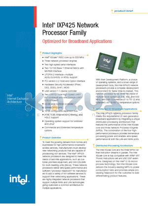 FWIXP425AD datasheet - Optimized for Broadband Applications