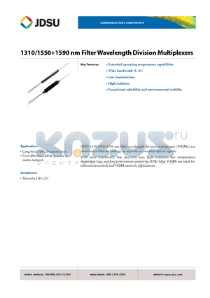 FWS-3P5R3P103 datasheet - 1310/15501590 nm Filter Wavelength Division Multiplexers