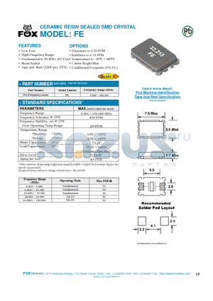 32215FE datasheet - CERAMIC RESIN SEALED SMD CRYSTAL