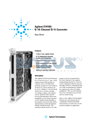 E1418A datasheet - 8/16-Channel D/A Converter