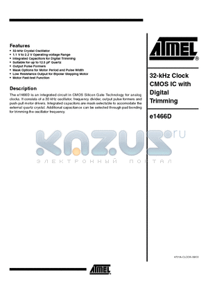 E1466DA datasheet - 32 KHZ CLOCK CMOS IC WITH DIGITAL TRIMMING