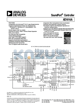 AD1816AJST datasheet - SoundPort Controller