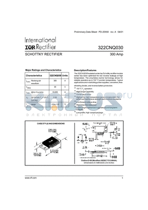 322CNQ030 datasheet - SCHOTTKY RECTIFIER